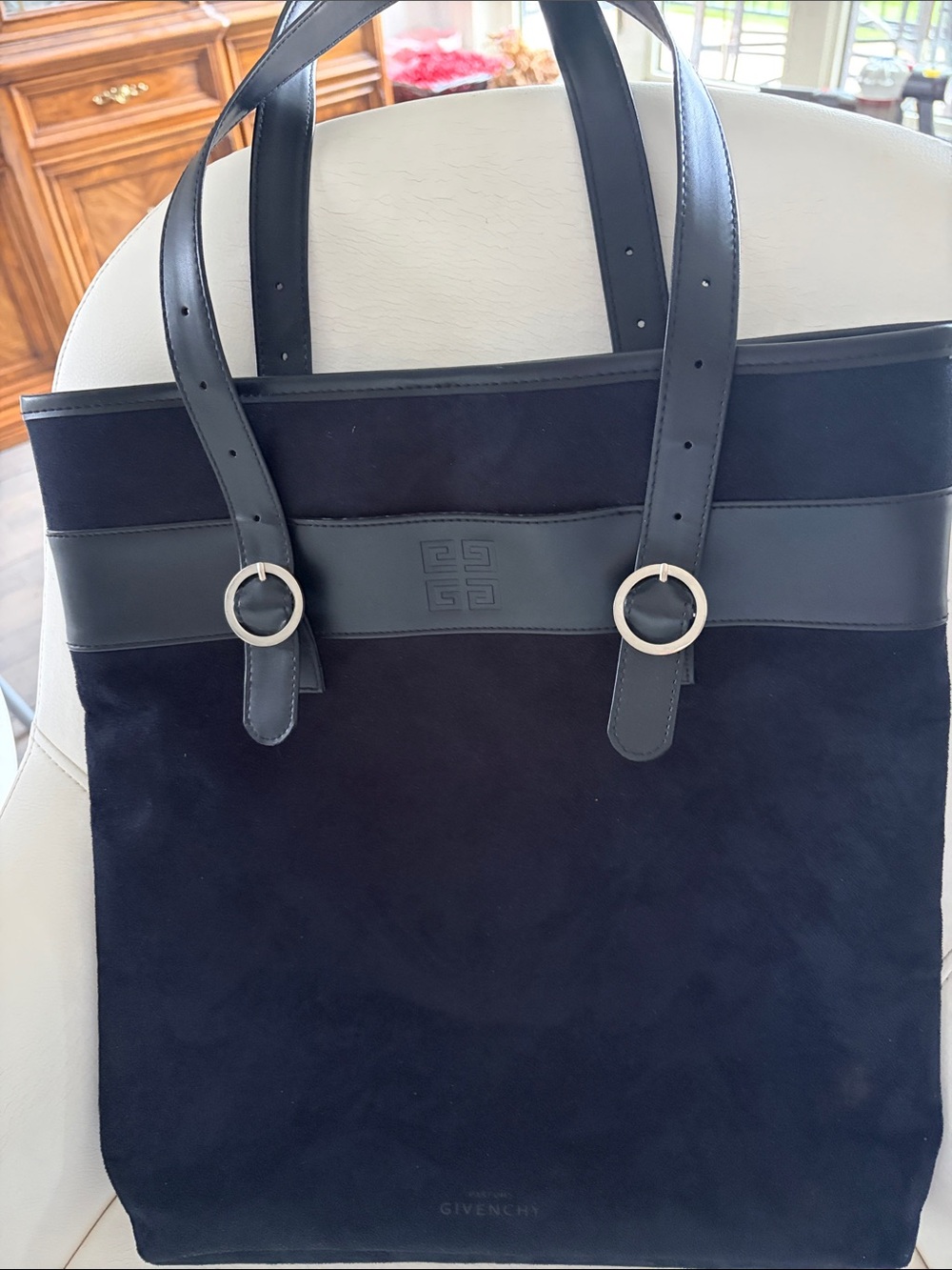 Givenchy Black Suede & Leather Shoulder Tote